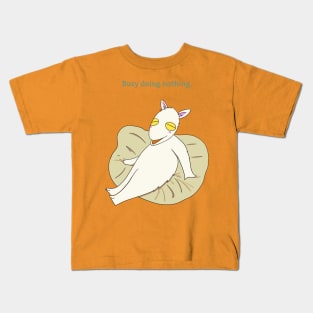 Busy doing nothing (Yuki the goat on a beanbag) Kids T-Shirt